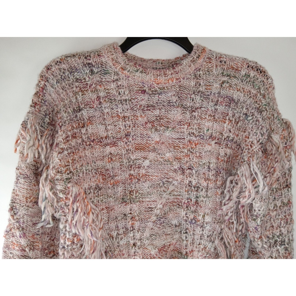 Joie Meghan‎ Women's Cable Knit Wool Blend Long Sleeve Fringe Sweater Size S - Picture 3 of 11